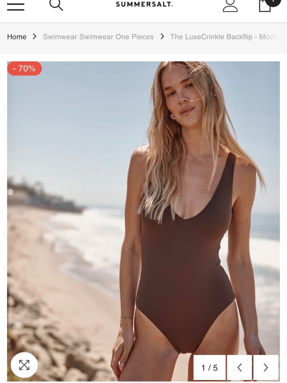 Summersalt LuxeCrinkle Backflip Swimsuit - Mocha - Picture 1 of 4